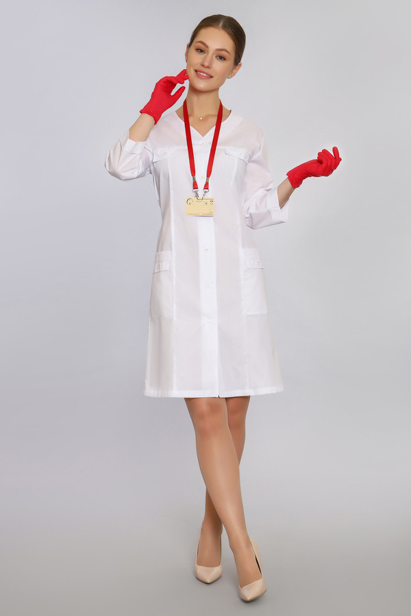 2-13-01-3 Халат  жен. (TC, 3/4 рук, пуг) (0, 0, 46 размер, 170-176)