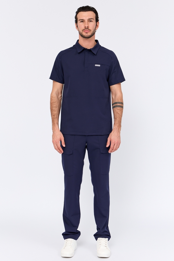 6-82-15-1 Рубашка муж. (Curly, кор.рук, кн) (28 Sapphire, 5XL (60 размер), 182 (Long))