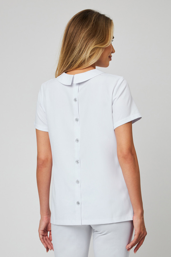 3-98-21-1 Блуза жен. (Kiara, кор.рук, пуг) (0 Blanc de blanc, 44 размер, 170-176)